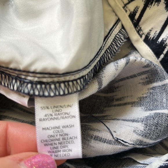 Loft Petites Blue/White Stripe Patterned Mini Pencil Skirt, Size 0P, Linen Blend - Picture 10 of 10